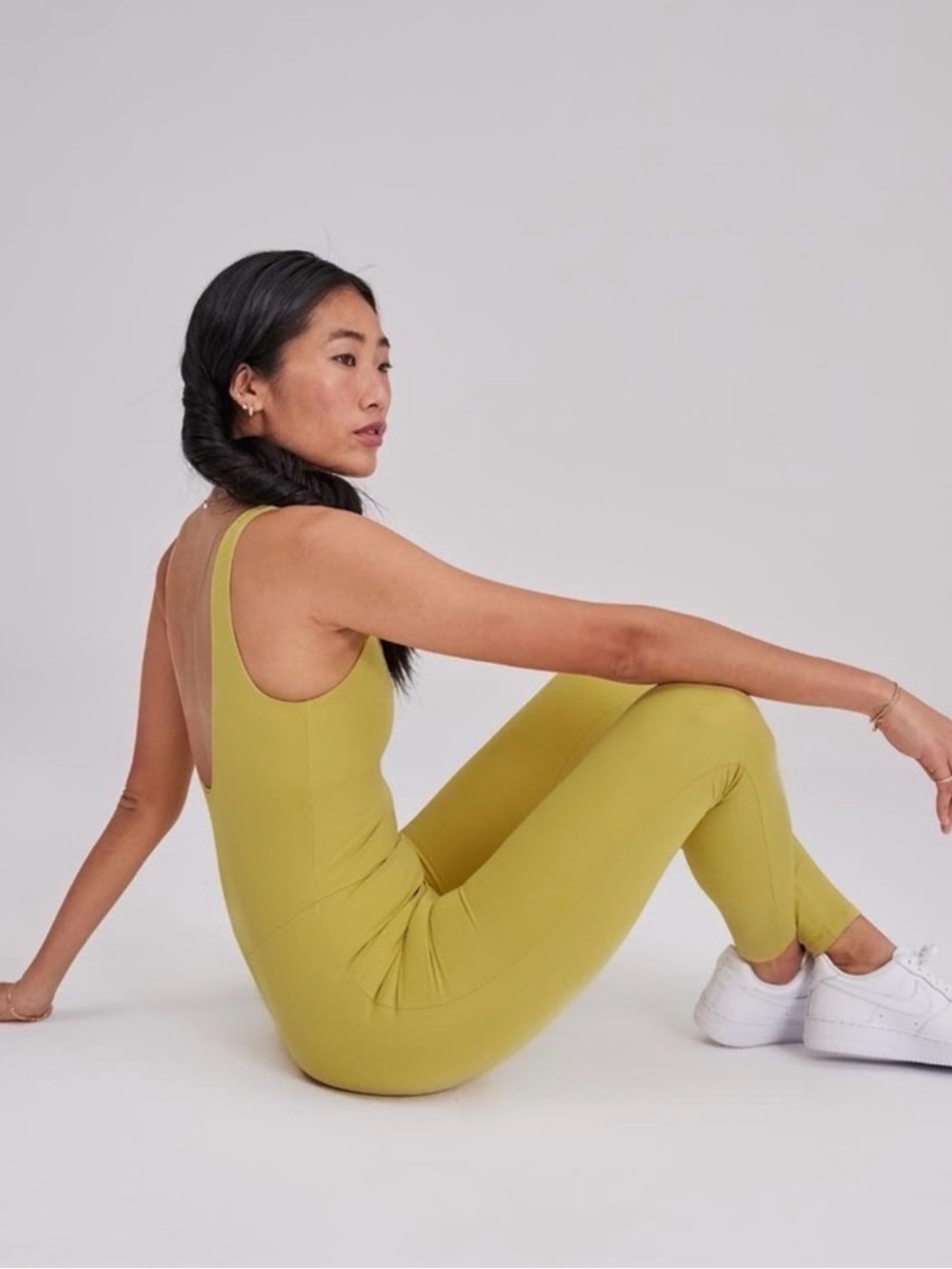 Chartreuse Scoop Back Unitard w/ Built-In Bra | Girlfriend Collective | L